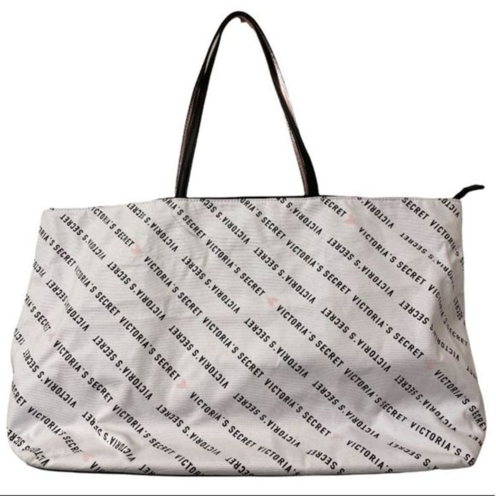 Victorias SECRET all over logo canvas tote weekender bag